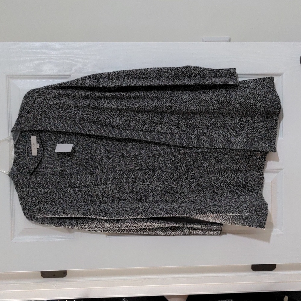 NWT Loft Black and White Open Front Cardigan, Size Medium